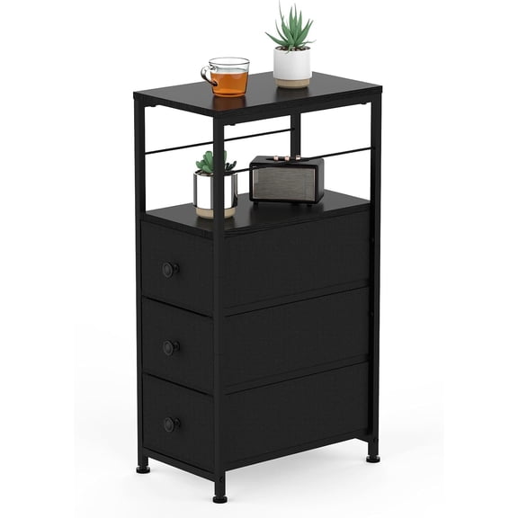 Alpinel Narrow Storage Cabinet with Drawers, Narrow Dresser, Small Fabric Storage, Slim Dresser for Bedroom, Small Spaces, Laundry, Closet, Bathroom, White