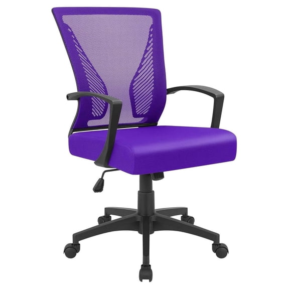 Alpinel Office Chair Ergonomic Computer Desk Mesh Chair Mid Back Swivel Lumbar Support with Armrest (1, Violet)