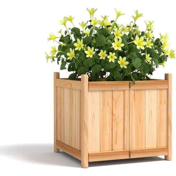 Alpinel Raised Garden Bed, Folding Wood Planter for Vegetable Flower, Outdoor Elevated Planting Boxes, Folding Plant Container Patio Lawn Garden Backyard, Easy Assembly, 15" Lx15 Wx14 H