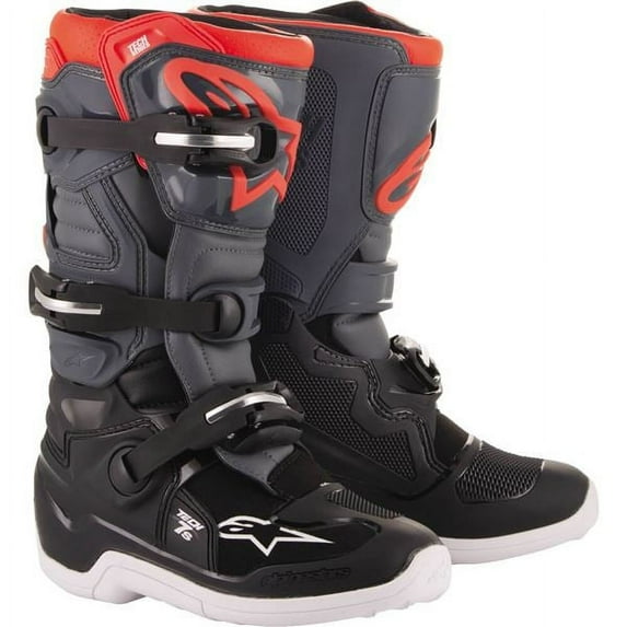 Alpinestars Tech 7S Youth MX Offroad Boots Dark Gray/Red/Black 3 USA
