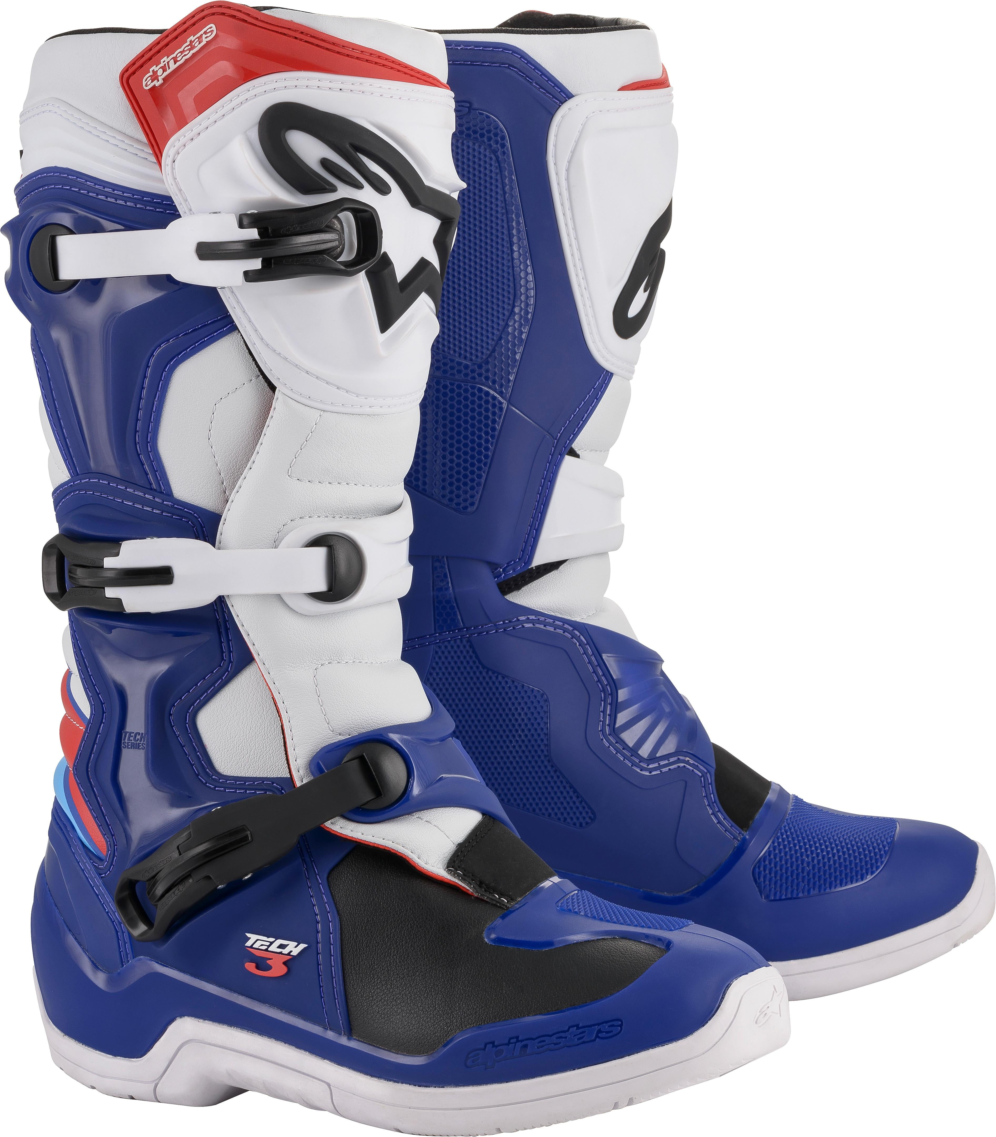 Alpinestars Tech 3 Mens MX Offroad Boots Blue White Red 12 USA