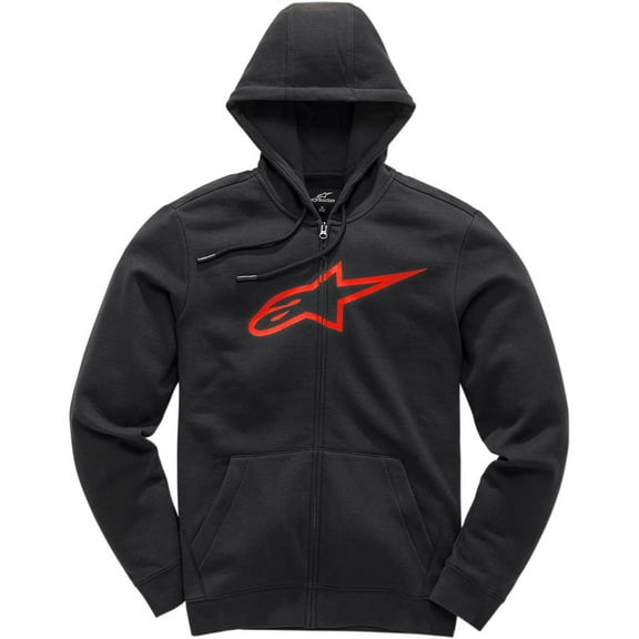 Alpinestars Ageless II Mens Zip Up Fleece Hoodies-Black/Red-2X-Large