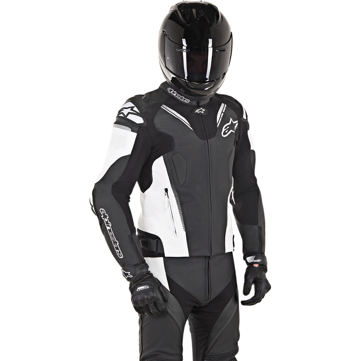 Alpinestars Atem Leather Jacket V3 Long Sleeve Jacket black white