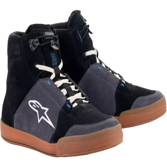 Alpinestars Chrome Mens Motorcycle Shoes Black/Asphalt/Gum/Blue 8 USA