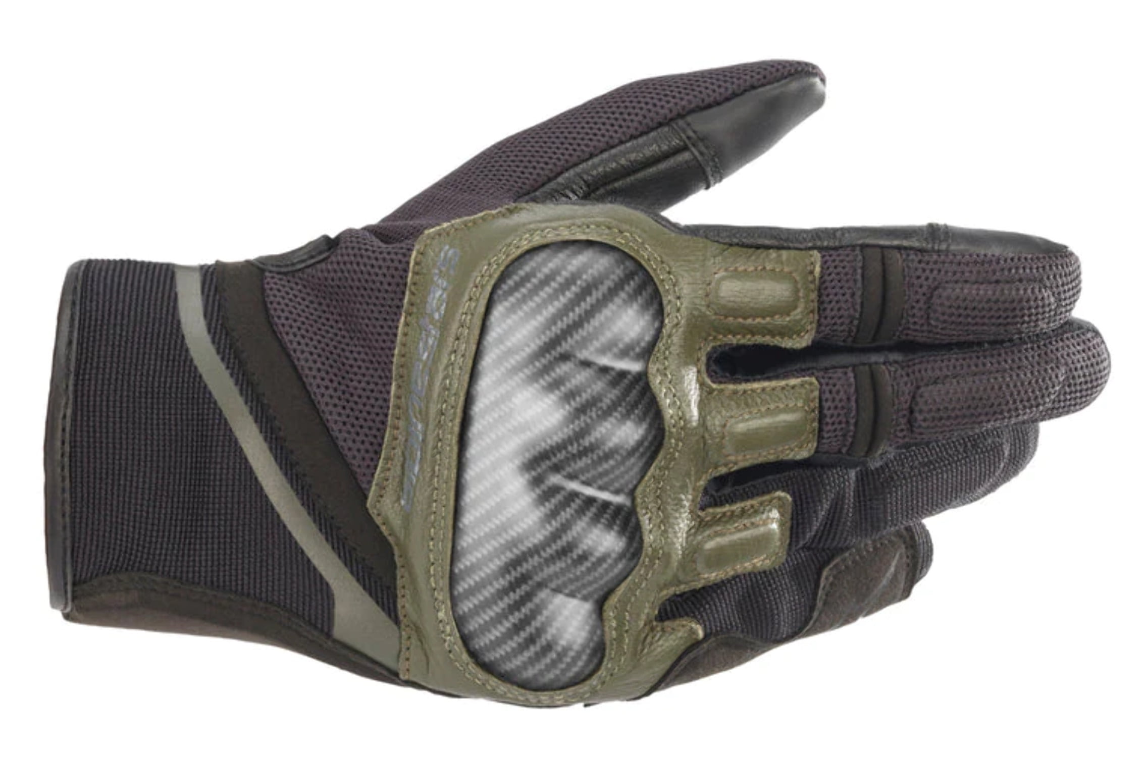 Alpinestars Chrome Mens Textile Motorcycle Gloves Black/Green SM