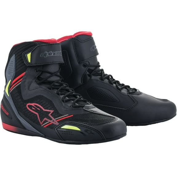 Alpinestars Faster-3 Rideknit Mens Motorcycle Shoes-Black/Red/Yellow Fluo-11