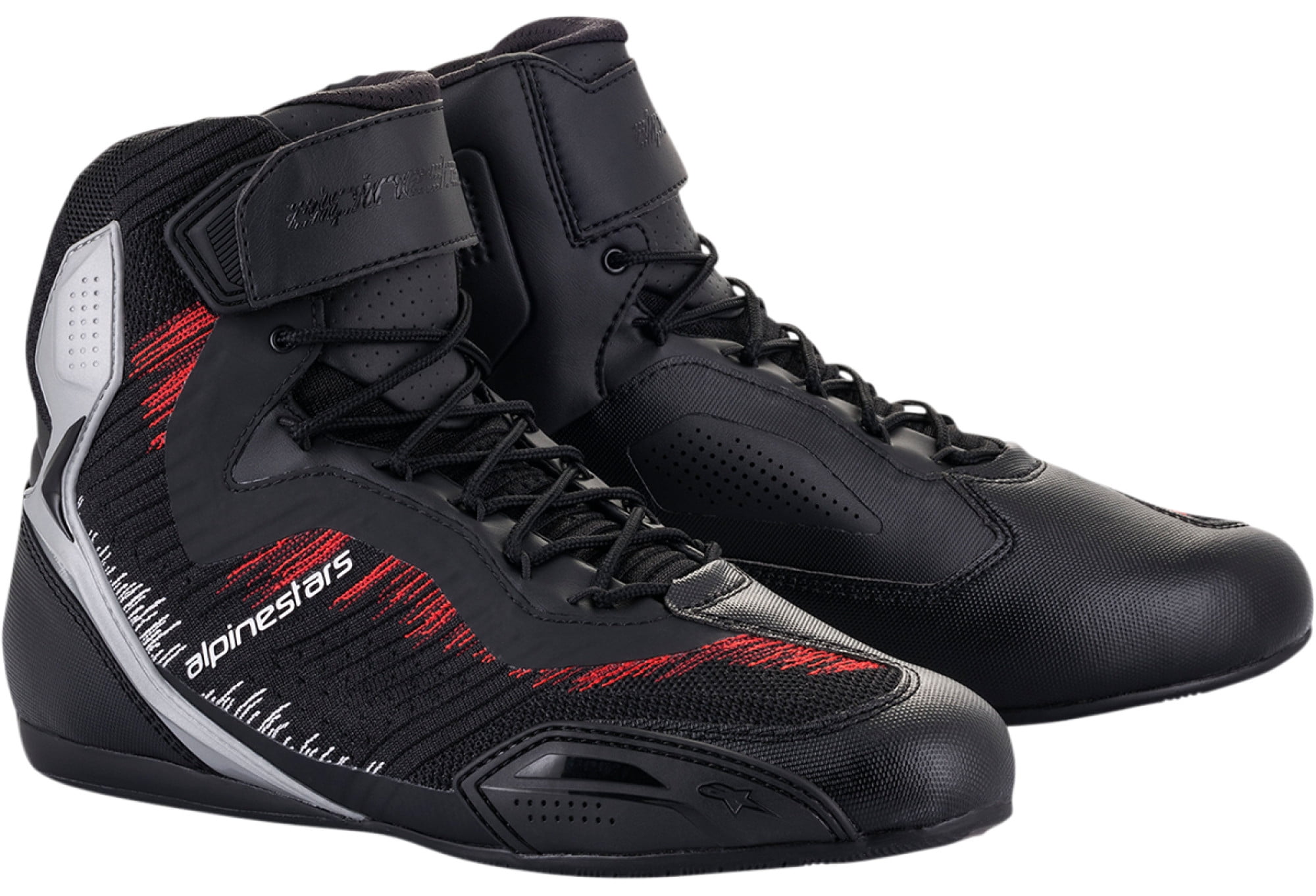 Alpinestars Faster 3 Rideknit Motorcycle Shoes Black/Silver/Red