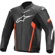 Alpinestars Faster V2 Mens Motorcycle Leather Jacket Black/White/Red 48 EUR