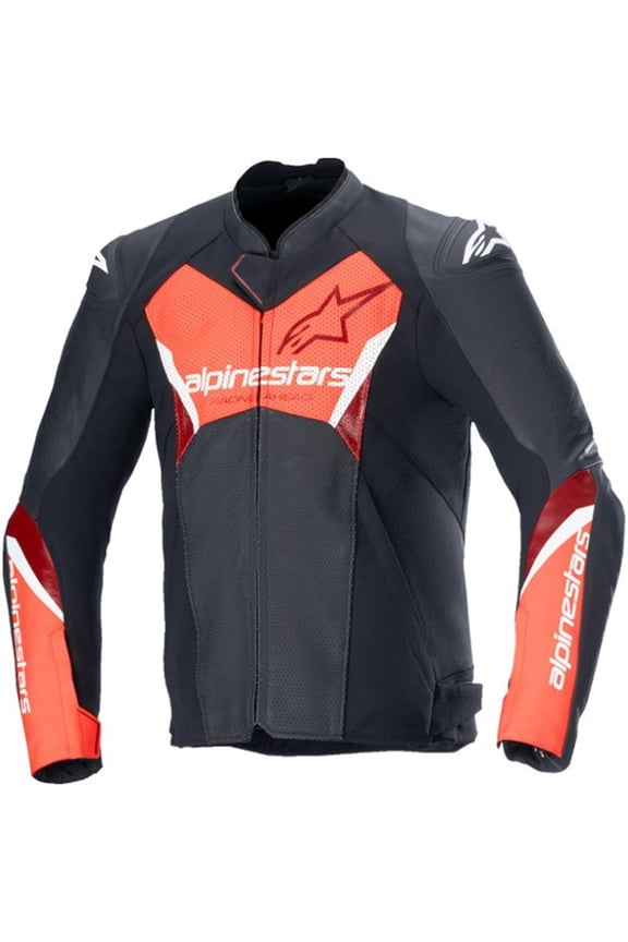 Faster v3 Airflow Leather Men's Street Motorcycle Jackets - Black/Red / 48