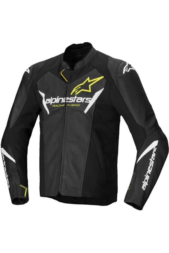Faster v3 Airflow Leather Men's Street Motorcycle Jackets - Black/White/Yellow / 50