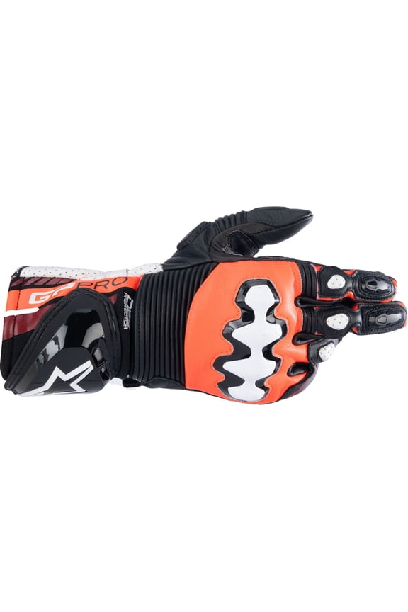 GP Pro R4 Mens Leather Motorcycle Gloves Black/Red Fluo 3XL