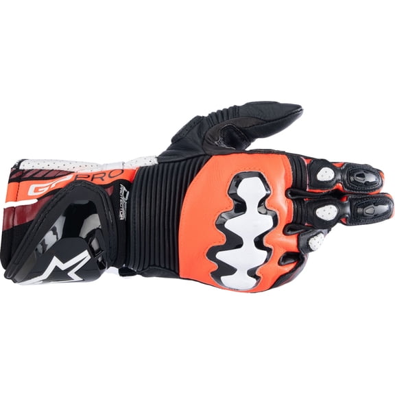 Alpinestars GP Pro R4 Mens Leather Motorcycle Gloves Black/Red Fluo LG