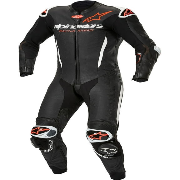 Alpinestars GP-R7 1 Piece Leather Adult Off-Road Motorcycle Race Suits - Black/White/Red Fluo / 56