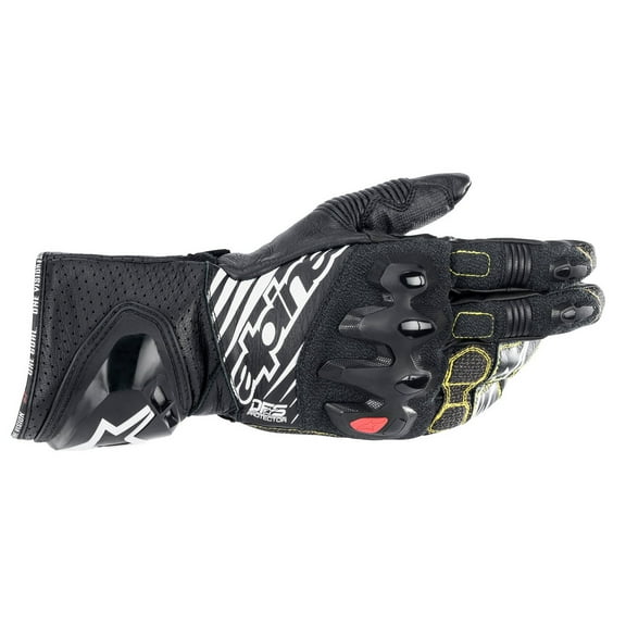 Alpinestars GP Tech V2 Mens Leather Motorcycle Gloves Black/White MD