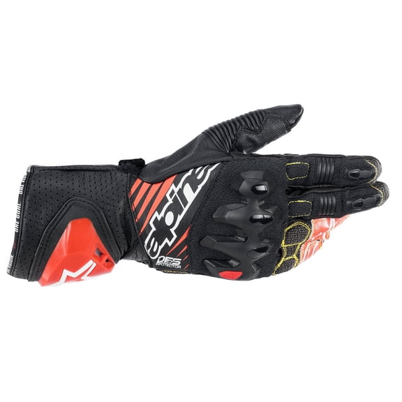 Alpinestars GP Tech V2 Mens Leather Motorcycle Gloves Black/White/Red 3XL