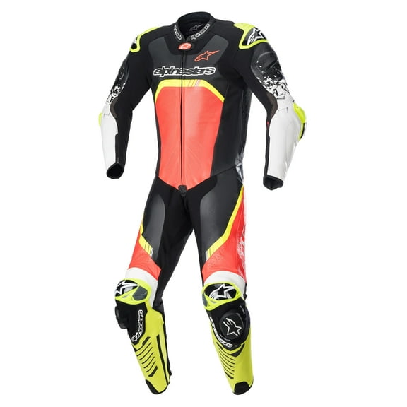 Alpinestars GP Tech V4 Mens Motorcycle 1-Pc Suit Black/Flo Red/Flo Yellow 52 EUR