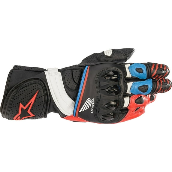 Alpinestars Honda GP Plus R v2 Mens Leather Motorcycle Gloves Black/Red/Blue SM