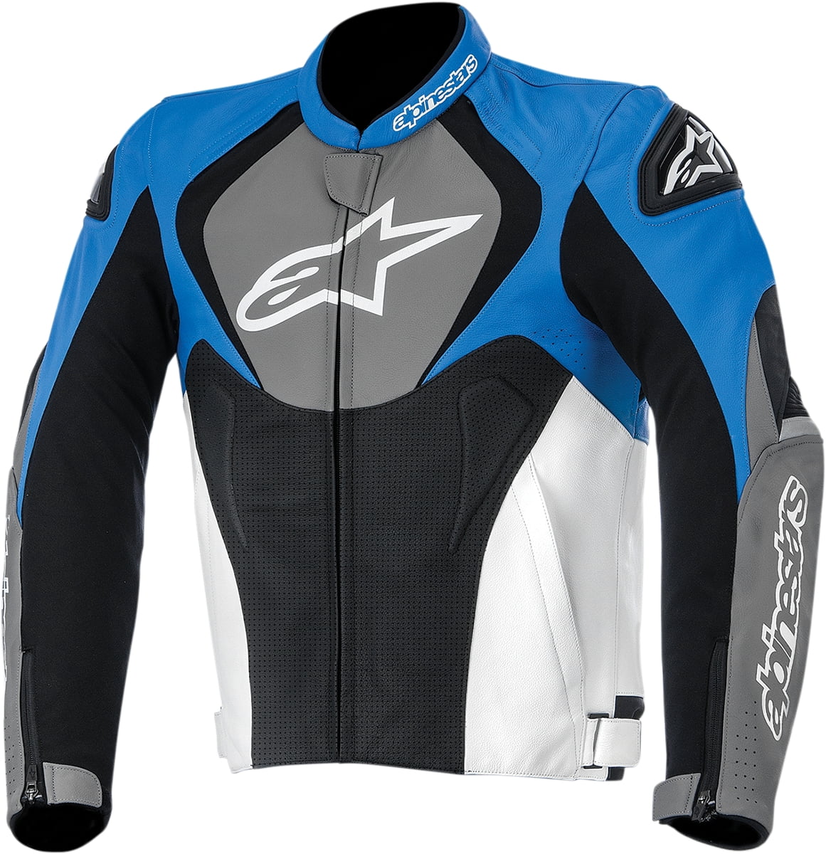 Alpinestars Jaws Perforated Leather Jacket Blue/Grey/Black