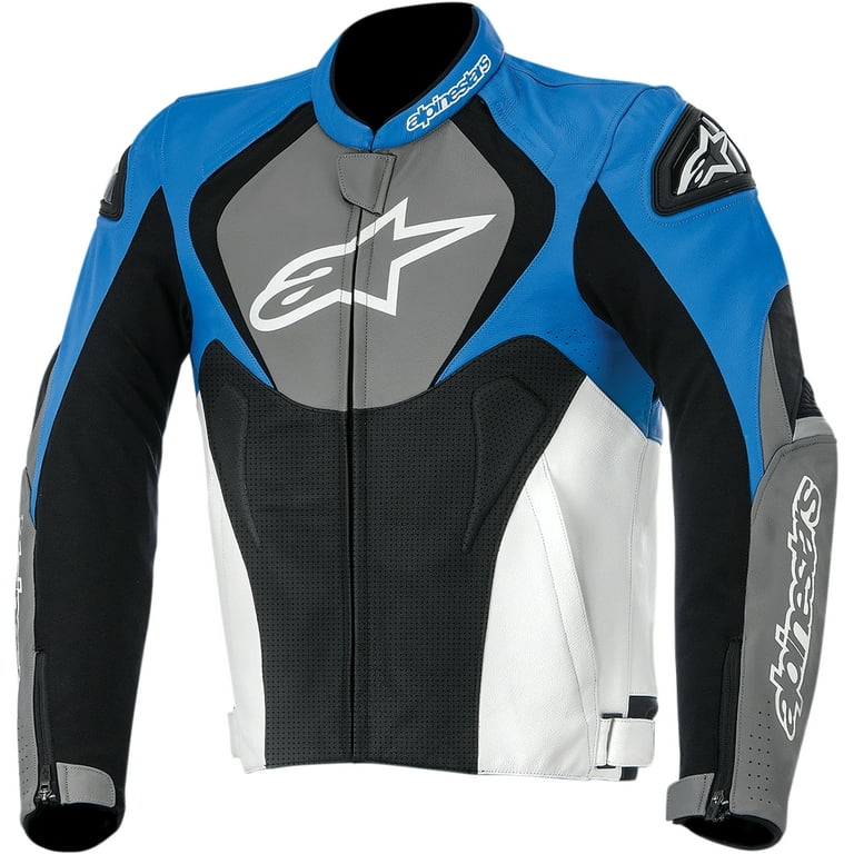 Alpinestars Jaws Perforated Leather Jacket Blue/Grey/Black