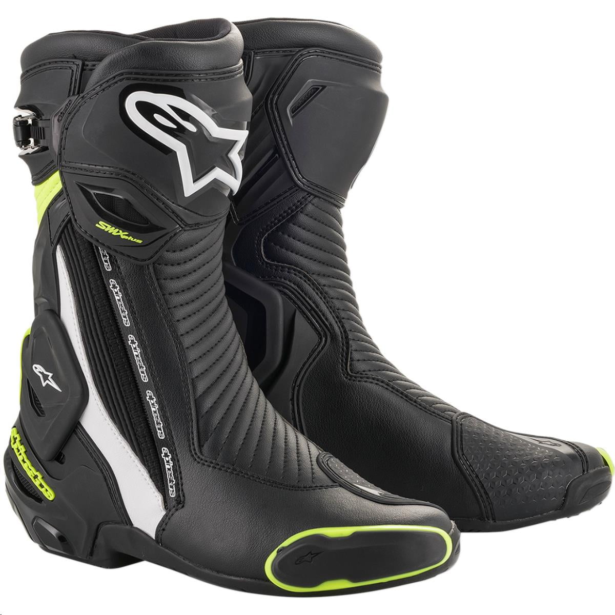 Alpinestars Men's SMX Plus V2 Motorcycle Riding Boot, Black/White/Yellow, 43