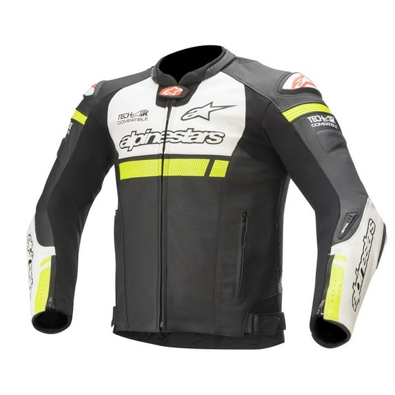 Alpinestars Missile Ignition Mens Leather Jacket Black/White/Yellow 52 EUR