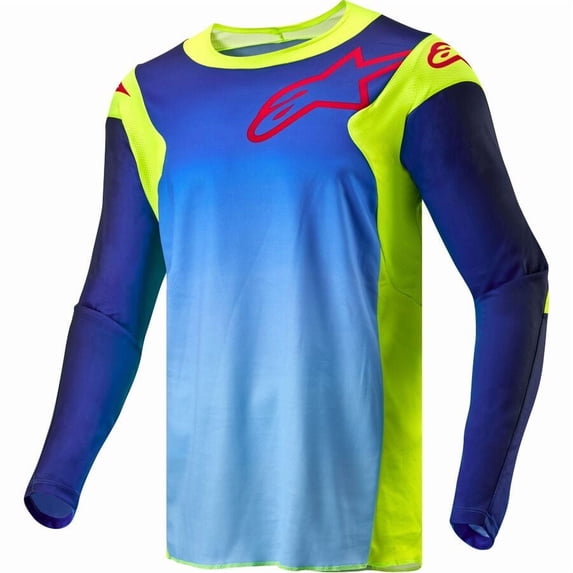 Alpinestars Racer Hoen Jersey (X-Large, Yellow Fluo/Blue/Night Navy)