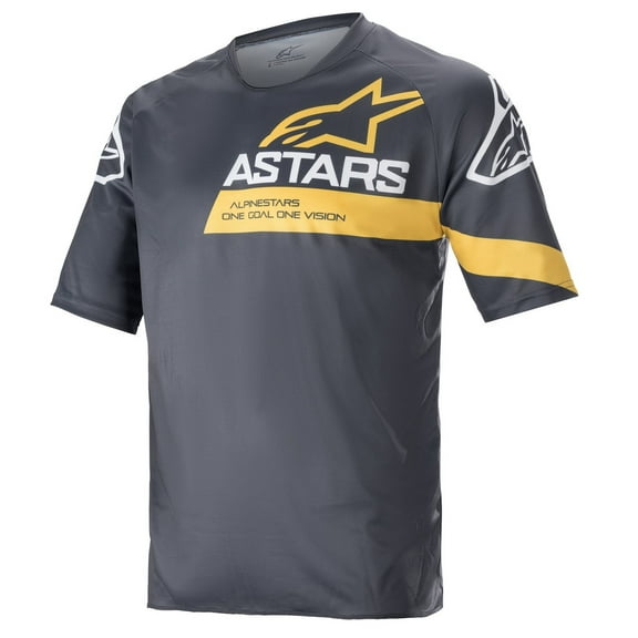Alpinestars Racer V3 Mens SS MTB Mountain Bike Jersey Gray/Yellow LG