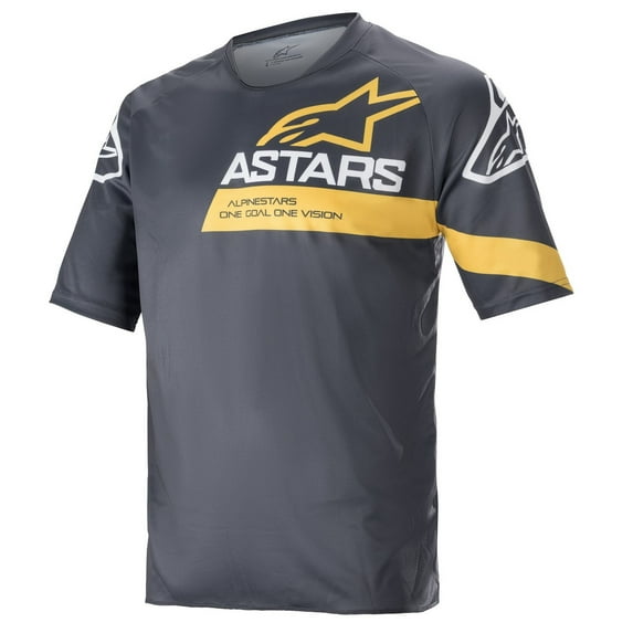 Alpinestars Racer V3 Mens SS MTB Mountain Bike Jersey Gray/Yellow LG