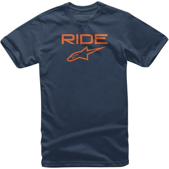 Alpinestars Ride 2.0 Mens Short Sleeve T-Shirt Navy/Orange LG