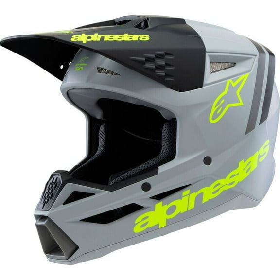 Alpinestars SM3 Radium Youth Helmet (Small, Matte Gray/Black/Yellow Fluo)
