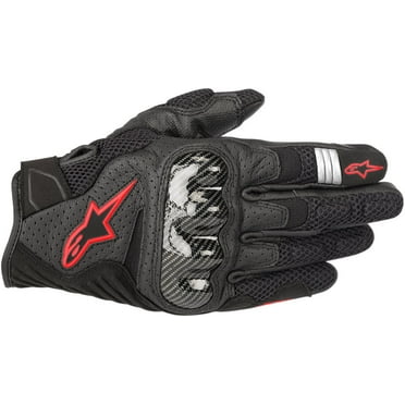 Alpinestars SMX-1 Air V2 Mens Leather Motorcycle Gloves Black/Red MD