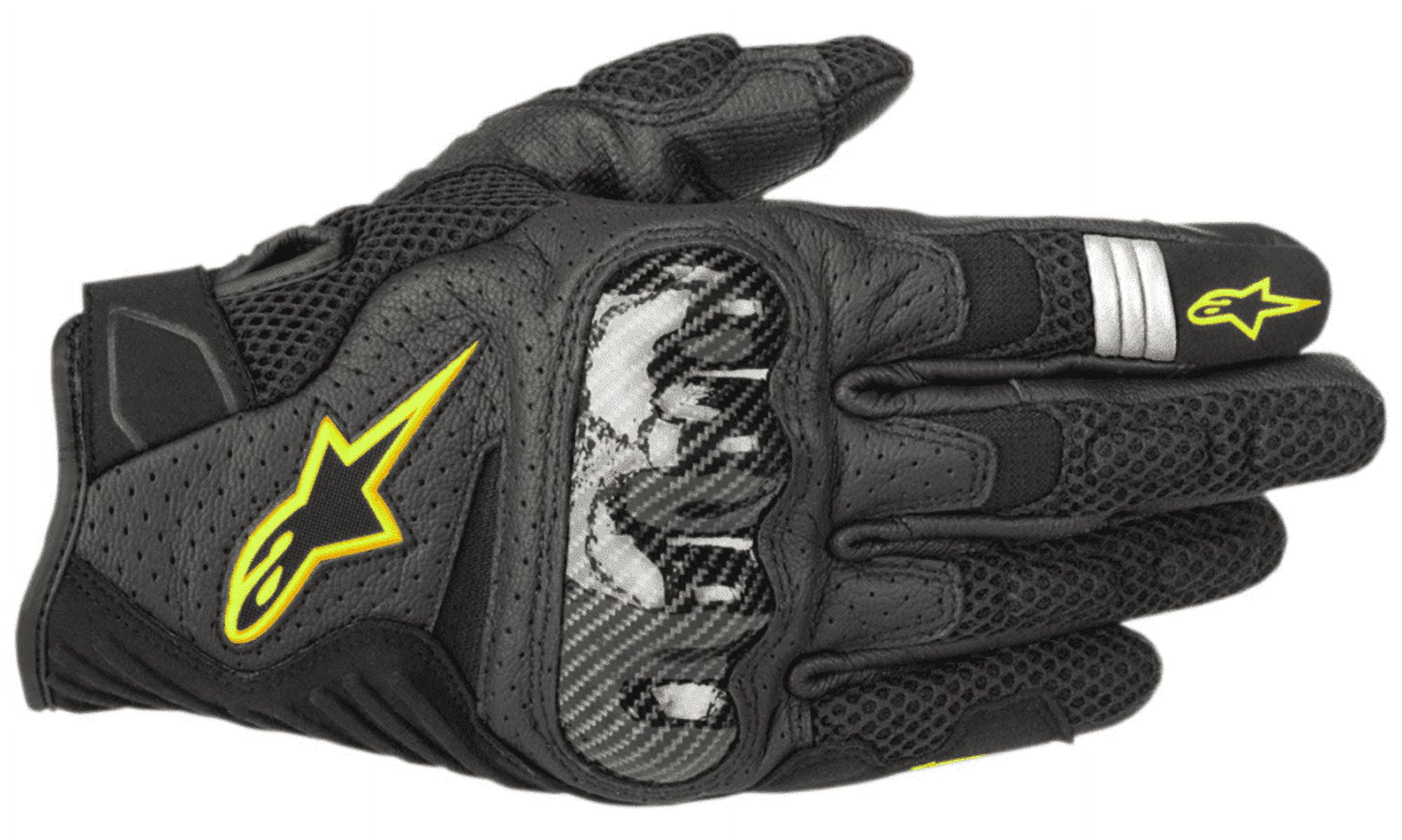 Alpinestars SMX-1 Air V2 Mens Leather Motorcycle Gloves Black/Yellow XL