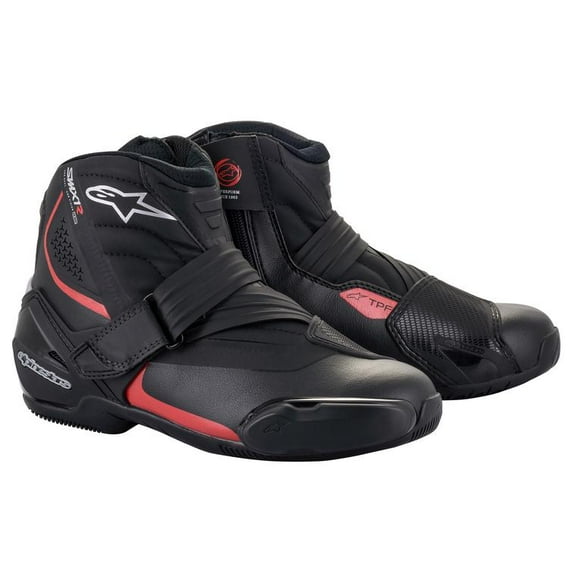 Alpinestars SMX-1 R V2 Mens Leather Motorcycle Boots Black/Red 38 EUR
