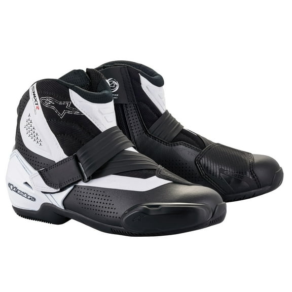 Alpinestars SMX-1 R V2 Mens Vented Leather Motorcycle Boots Black/White 42 EUR