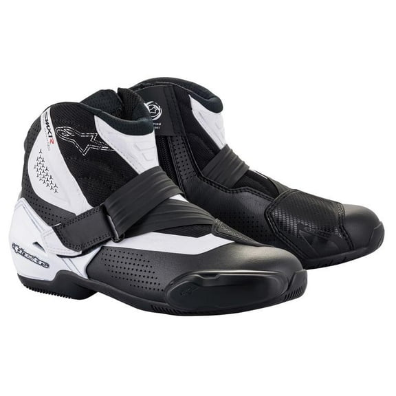 Alpinestars SMX-1 R V2 Mens Vented Leather Motorcycle Boots Black/White 40 EUR