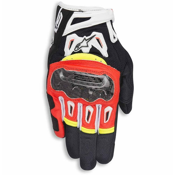 Alpinestars SMX-2 Air Carbon V2 Short Leather Gloves Black/Red/Yellow LG
