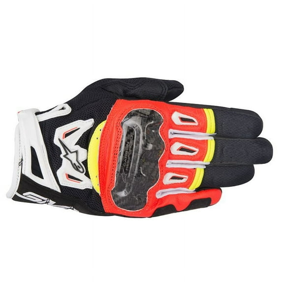 Alpinestars SMX-2 Air Carbon V2 Short Leather Gloves Black/Red/Yellow XL