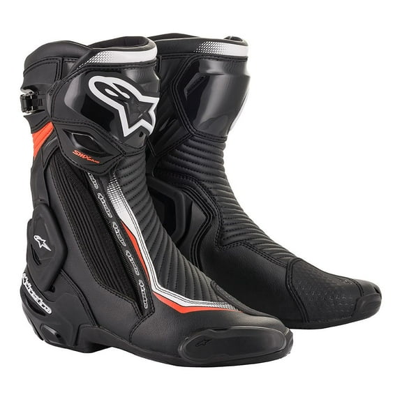 Alpinestars SMX Plus V2 Mens Motorcycle Boots Black/White/Fluo Red 40 EUR