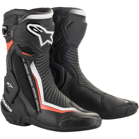 Alpinestars SMX Plus V2 Mens Motorcycle Boots Black/White/Fluo Red 46 EUR