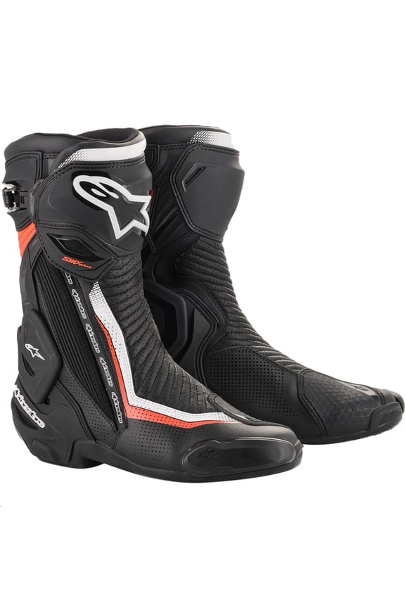 SMX Plus Vented Mens Motorcycle Boots Black/White/Red 38 EUR