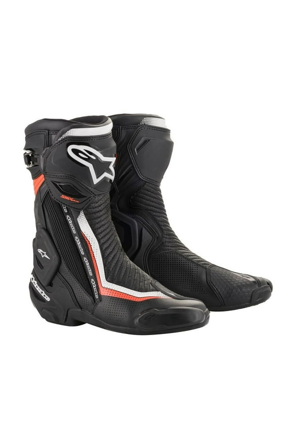 SMX Plus Vented Mens Motorcycle Boots Black/White/Red 45 EUR