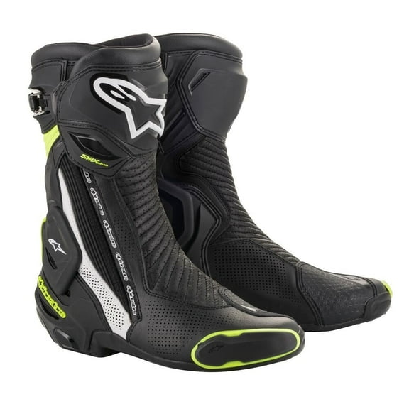 Alpinestars SMX Plus Vented Mens Motorcycle Boots Black/White/Yellow 41 EUR