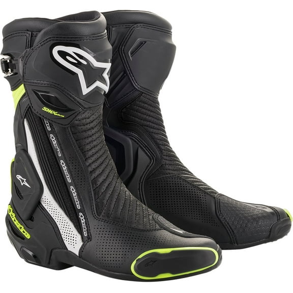Alpinestars SMX Plus Vented Mens Motorcycle Boots Black/White/Yellow 45 EUR