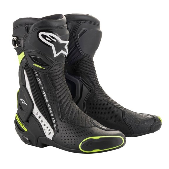 Alpinestars SMX Plus Vented Mens Motorcycle Boots Black/White/Yellow 46 EUR