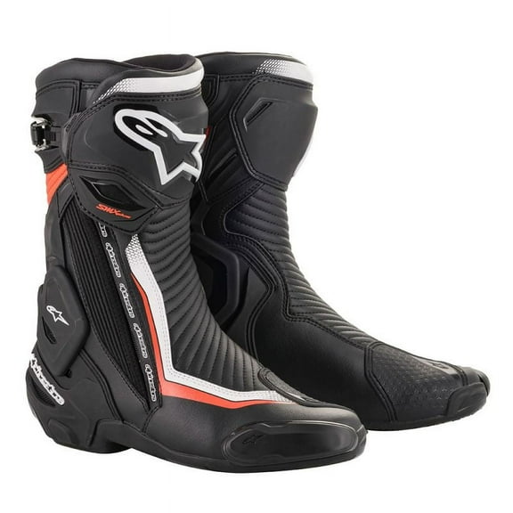 Alpinestars SMX Plus V2 Mens Motorcycle Boots Black/White/Fluo Red 47 USA