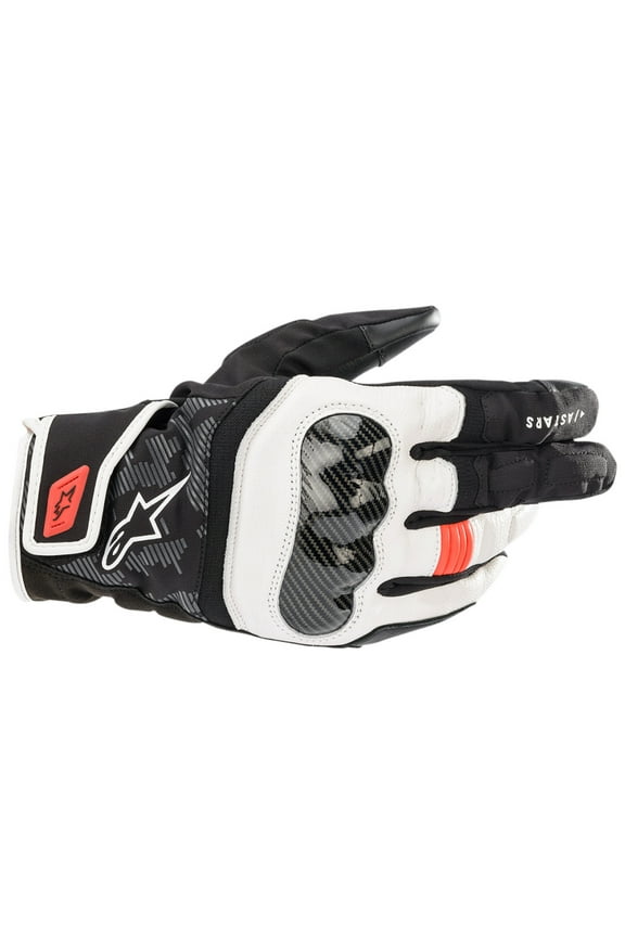 SMX-Z Drystar Mens Leather Motorcycle Gloves Black/White XL