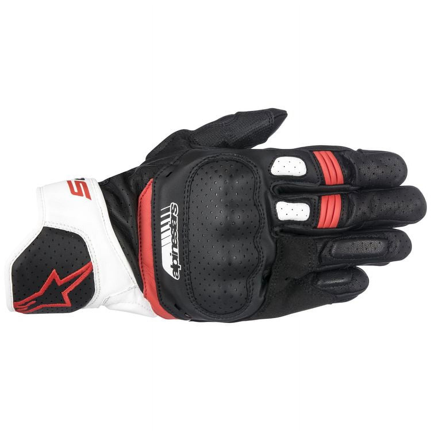 Alpinestars SP-5 Mens Leather Motorcycle Gloves Black/White/Red MD