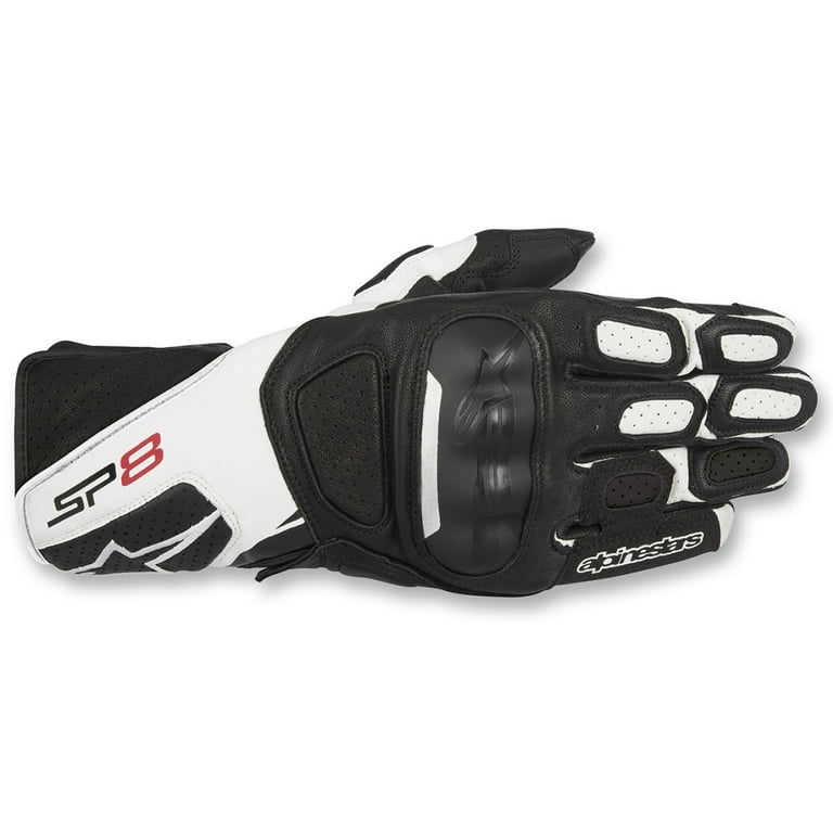 Alpinestars SP-8 V2 Long Leather Motorcycle Gloves Black/White XL 