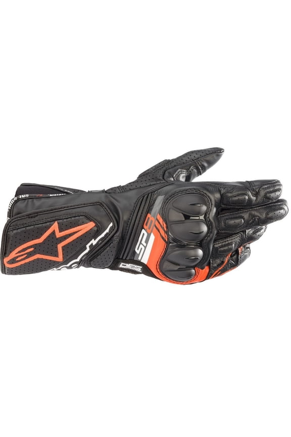 SP-8 V3 Mens Leather Motorcycle Gloves Black/Red SM