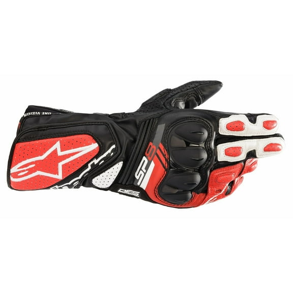 Alpinestars SP-8 V3 Mens Leather Motorcycle Gloves Black/White/Red 3XL